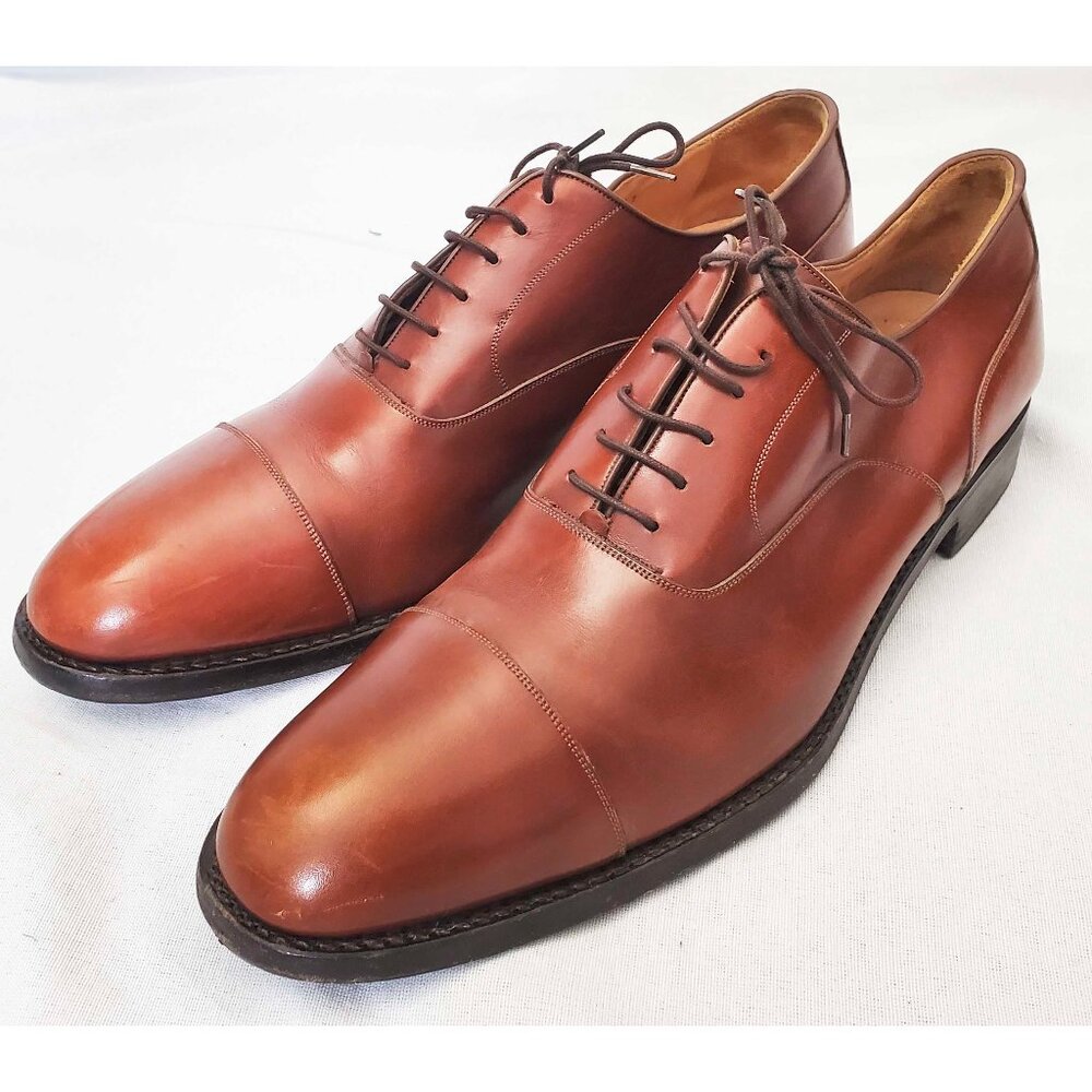 Calzoleria Harris Firenze Men's Brown Leather Cap-Toe Oxford Dress Shoes 11
